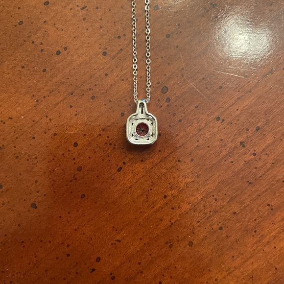 Lab created ruby and cubic zirconia 925 sterling silver necklace - Picture 5 of 5